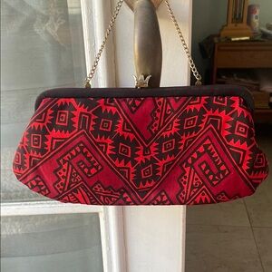 Red and Black Patterned Clutch Bag